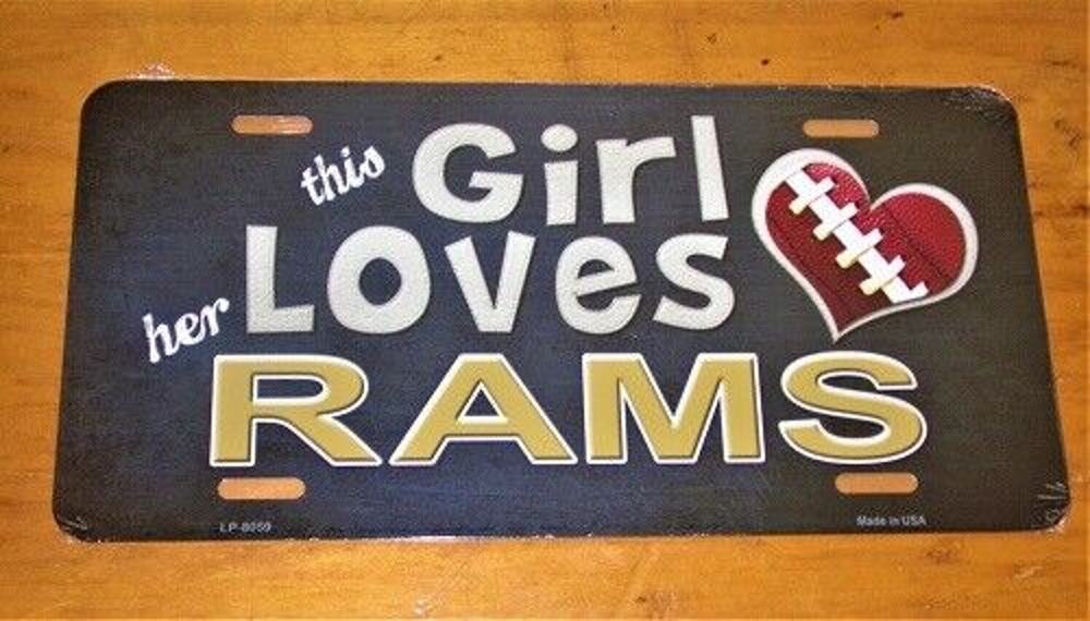 NFL Rams License This Girl Loves Her Plate Metal Super Bowl New Los Angeles